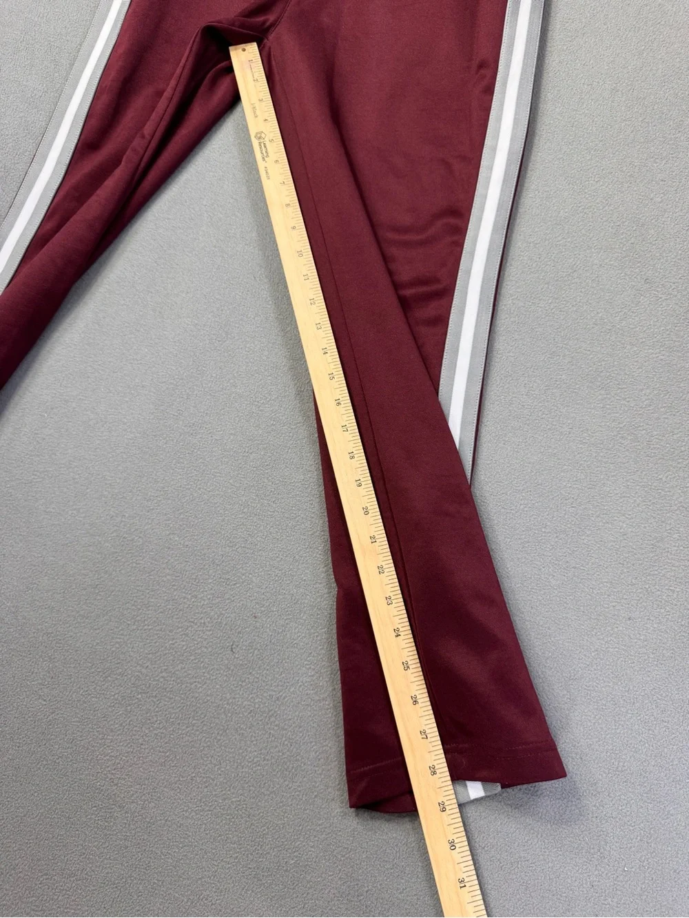Stussy Men's Burgundy Maroon Poly Track Pants w/Side Grey + White Stripes, M
